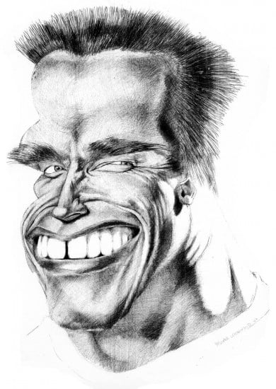 Caricature de Arnold Schwarzenegger, acteur de cinéma