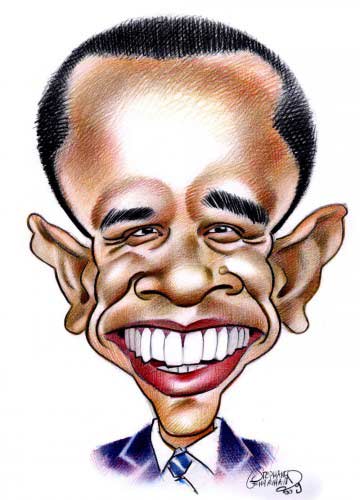 Caricature de Barack Obama, président américain.