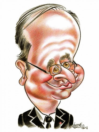 Caricature de Francois Hollande, ancien président de la France. Illustration