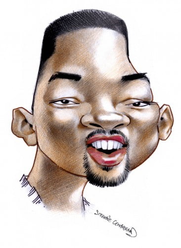 Caricature de Will Smith, acteur americain 