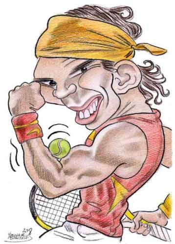 Caricature de Rafael Nadal, champion de tennis