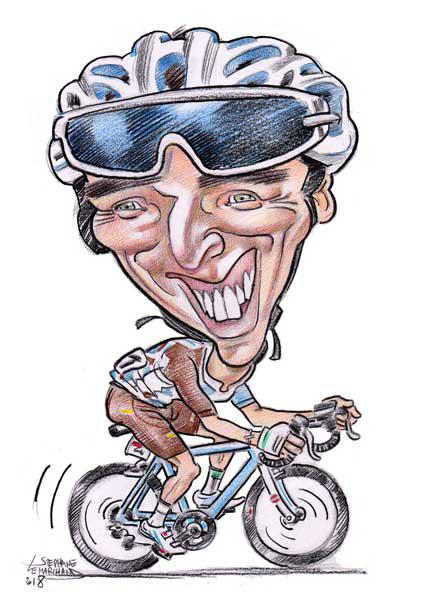 caricature de romain bardet, coureur cycliste