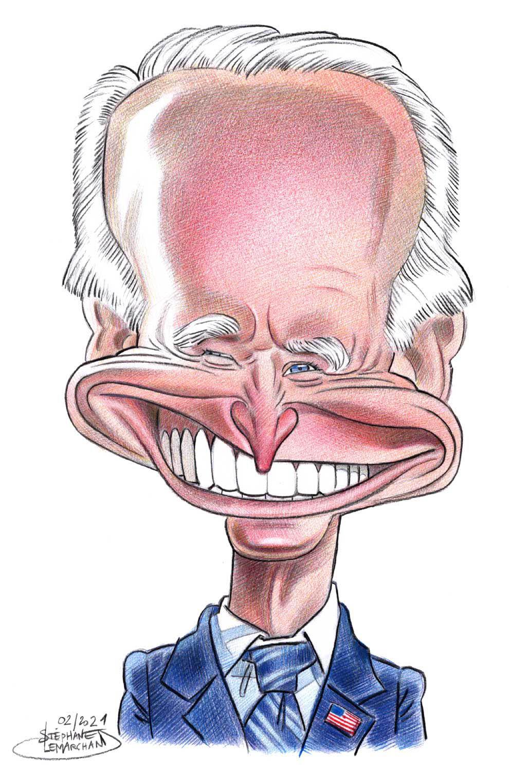 caricature de joe biden, président des états-unis