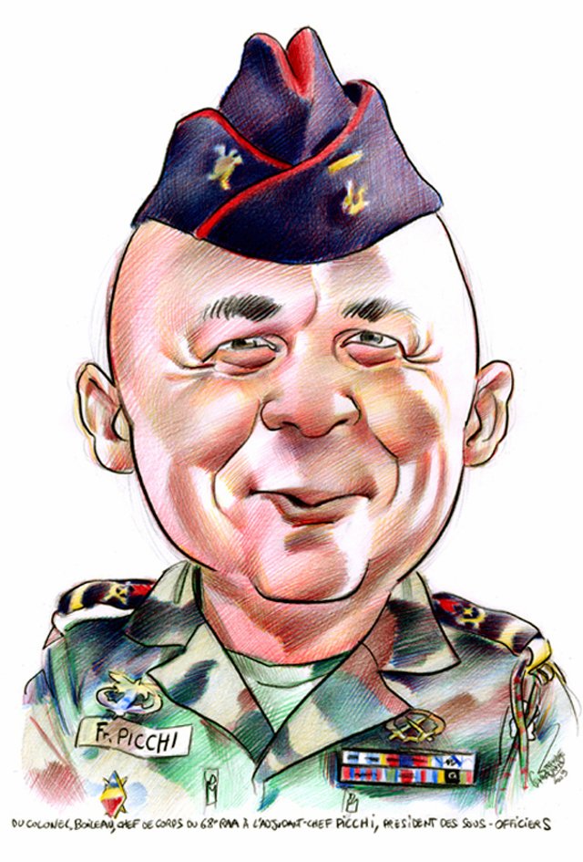 Caricature en couleur militaire