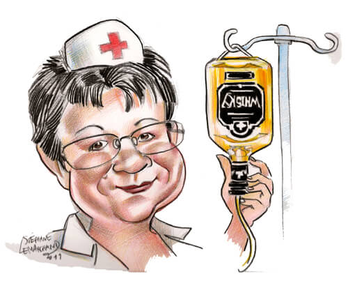 Caricature en couleur infirmière