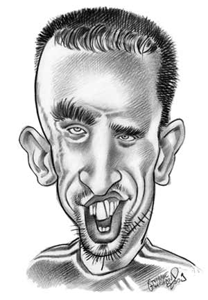 Caricature en noir et blanc de Franck Ribery