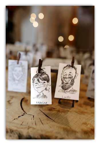 Mise en place des caricatures pour les plans de table