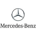 Logo Mercedes-Benz avec une étoile à trois branches dans un cercle et le nom de la marque en dessous