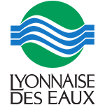 Logo de la Lyonnaise des Eaux avec des ondes bleues et vertes symbolisant l'eau.