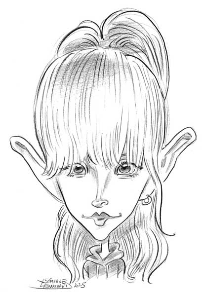 caricature d'Angèle, chanteuse